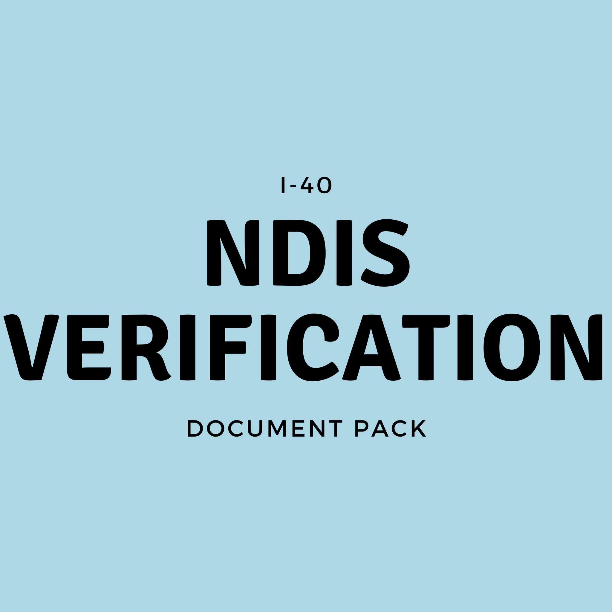 NDIS Verification: Document Pack
